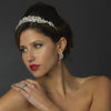 Silver Swirl Princess Leaf Bridal Wedding Tiara Headpiece with Rhinestones & Swarovski Crystal Beads
