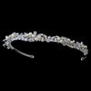Silver Leaf Bridal Wedding Headband with  Pearls, Swarovski Crystal Beads & Rhinestones