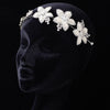 Silver Flower Bridal Wedding Hair Adornment with Ivory Pearls Rhinestones