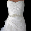 Shimmer White & Ivory Ribbon Beaded Lace Bridal Wedding Belt/Bridal Wedding Headband with Rhinestones & Pearls