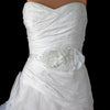 Ivory Lace Organza Flower Bridal Wedding Headband/Belt Belt with Rhinestone & Pearl Accents