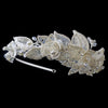 Silver Ivory Lace Floral Bridal Wedding Side Headband with Freshwater Pearls, Rhinestones & Swarovski Crystal Beads