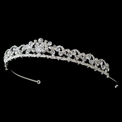 Silver Rhinestone Swirl Princess Bridal Wedding Tiara Headpiece