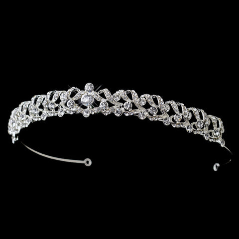 Silver Rhinestone Twist Bridal Wedding Tiara Headpiece