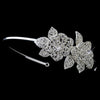 Silver Clear Rhinestone Flower Bridal Wedding Side Headband