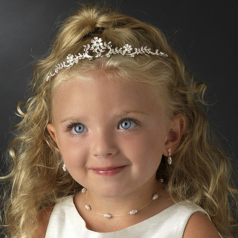 Child's Double Pearl Illusion Bridal Wedding Jewelry Set NE 204