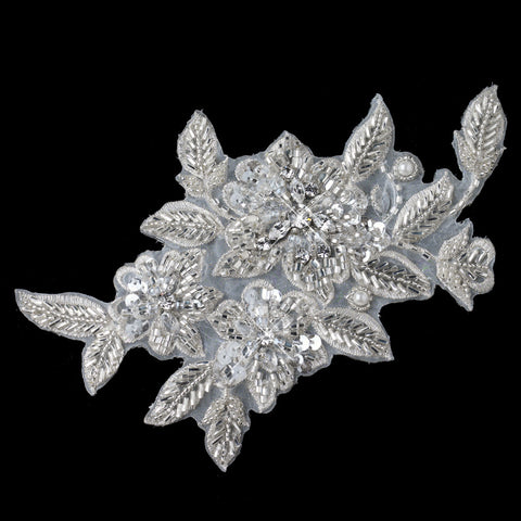 Ivory Floral Leaf Headpiece or Bridal Wedding Belt Applique 3191