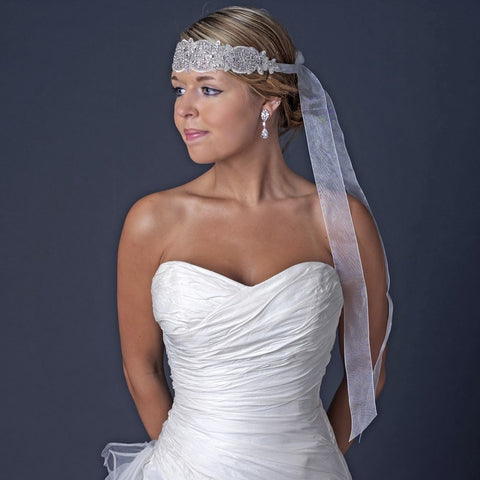 Ivory Leaf Rhinestone Headpiece or Bridal Wedding Belt Applique 263