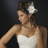 Silver Ivory Pearl & Clear CZ Crystal Bridal Wedding Necklace & Earrings 9955