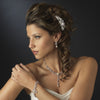 Marvelous Silver Floral Bridal Wedding Hair Comb w/ Clear Rhinestones & White Pearls 8280