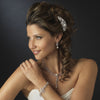 Marvelous Silver Floral Bridal Wedding Hair Comb w/ Clear Rhinestones & White Pearls 8280