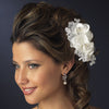Diamond White Organza & Lace Flower Bridal Wedding Hair Comb