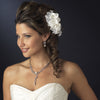Diamond White Organza & Lace Flower Bridal Wedding Hair Comb