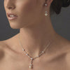 Antique Silver FW Pearl & CZ Crystal Bridal Wedding Necklace N 3732