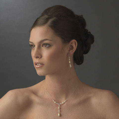 Pearl & AB Swarovski Crystal Bead Dangle Bridal Wedding Earrings 8154