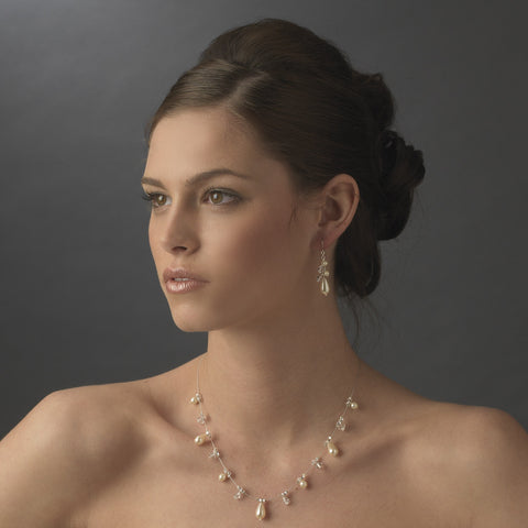 Swarovski Crystal Bead & Pearl Dangle Bridal Wedding Earrings 8351