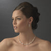 Bridal Wedding Necklace Earring Set NE 8360 Silver White Pearl