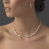 Bridal Wedding Necklace Earring Set NE 8360 Silver White Pearl
