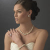 Silver White Pearl Stud Bridal Wedding Earrings E 7500