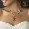 Silver Clear Crystal Swirl Bridal Wedding Necklace 8738