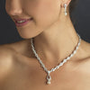 Silver Ivory Drop Pearl and Clear CZ Stone Bridal Wedding Jewelry Set 8763