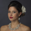 Silver Ivory Pearl & Floral Crystal Bridal Wedding Necklace 8776