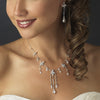 Silver Clear Swarovski and CZ Crystal Bridal Wedding Necklace & Dangle Earrings 9953
