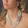 Silver Hematite Bridal Wedding Necklace Earring Set 12508