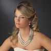 Silver Hematite Bridal Wedding Necklace Earring Set 12508