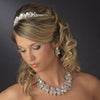 Silver CZ & Pearl Bridal Wedding Necklace Earring Set 1268