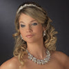 Silver CZ & Pearl Bridal Wedding Necklace Earring Set 1268