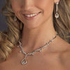 Vintage Silver Clear Cubic Zirconia Bridal Wedding Necklace Earring Set 1272