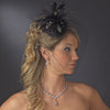 Black Feather Swarovski Cocktail Party Hat & Birdcage Bridal Wedding Veil 8366