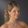 Silver CZ Bridal Wedding Necklace & Earring Set 1284