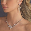 Silver CZ Bridal Wedding Necklace & Earring Set 1284