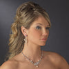 Silver CZ Bridal Wedding Necklace & Earring Set 1284