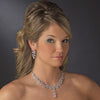 Beautiful Vine CZ Drop Bridal Wedding Necklace & Dangle Earring Set NE 1288 Silver