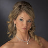 Silver Diamond White Pearl Bridal Wedding Necklace and Earring Set 3068