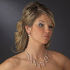 Silver Smoked Black Diamond Bridal Wedding Necklace Earring Set 71562