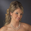 Gold Silk White Pearl Clear Crystal Bridal Wedding Necklace 7829