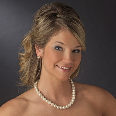 Simple Faux Pearl Stud Bridal Wedding Earrings 8371