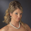 Silver Clear Crystal and Pearl Bridal Wedding Necklace Earring Set 8545 (White or Ivory)