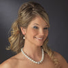 Silver Clear Crystal and Pearl Bridal Wedding Necklace Earring Set 8545 (White or Ivory)