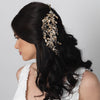 Silver Champagne Pearl & Rhinestone Leaf Bridal Wedding Hair Clip 10006