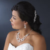 * Statement Bridal Wedding Necklace Earring Set 1013 Silver Clear