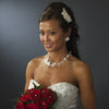 Beautiful Silver & Gold Crystal, Porcelain & Pearl Bridal Wedding Jewelry Set 1015