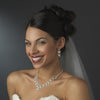 Fabulous Silver Clear Rhinestone Bridal Wedding Necklace & Earring Set 1021