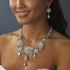 Elegant Vintage Crystal Collar Statement Bridal Wedding Jewelry Set NE 1025