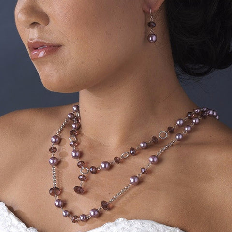Bridal Wedding Necklace Earring Set 1040 Amethyst