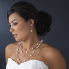 Bridal Wedding Necklace Earring Set 1040 Silver Tan